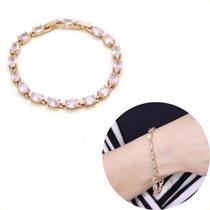 Pulseira Feminina Bracelete Riviera com zirconias Oval semijoia garantia casamento festa presente Pulseira Feminina Bracelete Riviera com zirconias Oval semijoia garantia casamento festa presente