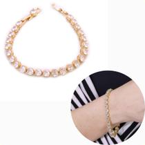 Pulseira Feminina Bracelete Riviera com zirconias semijoia garantia casamento festa presente