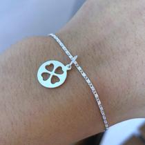Pulseira Feminina Caracol Medalha Trevo Sorte de Prata 925