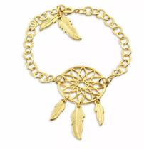 Pulseira Feminina Catador de Sonhos Folheado A Ouro 18k