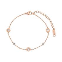 Pulseira Feminina Clássica Com Numerais Romanos, Zircônia Cúbica, Elos De Corrente, Pingentes De Aço