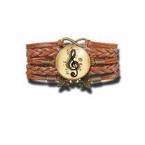 Pulseira Feminina Clave de Sol Símbolo da Partitura Musical Ajustável