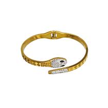 Pulseira Feminina Cobra Bracelete Em Aço Inoxidável Com Strass