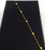Pulseira Feminina Com Bolas 4mm Em Ouro 18k