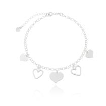 Pulseira Feminina Com Coração prata 925 Pulseira Feminina Com Coração prata 925