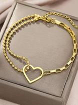 Pulseira feminina coração - banhada a ouro 18k Pulseira feminina coração - banhada a ouro 18k