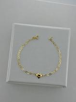 Pulseira Feminina Coração em Ouro 18K 750 19cm