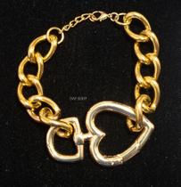 Pulseira feminina coração mosqueta dourado ajustável