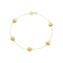 Pulseira Feminina Coração Ouro 18k Maciça 18cm Pulseira Feminina Coração Ouro 18k Maciça 18cm