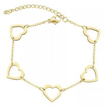 Pulseira Feminina Corações - Banhada A Ouro 18K
