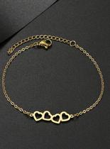 Pulseira feminina corações - banhada a ouro 18k Pulseira feminina corações - banhada a ouro 18k