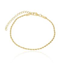 Pulseira Feminina Cordão Baiano 2mm Banhada a Ouro