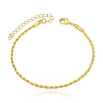 Pulseira Feminina Cordão Baiano Trançada Folheada a Ouro 18k