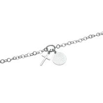 Pulseira Feminina Crucifixo Medalha Pai Nosso de Prata 925