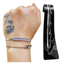 Pulseira Feminina Crucifixo Prata Cruz Aço Inox Luxo