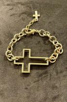 Pulseira Feminina cruz banhada a ouro 18k