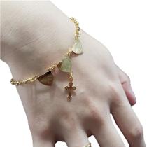Pulseira Feminina Cruz Triangulo Folheado a Ouro