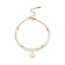 Pulseira Feminina De Aço Inoxidável Com Pingente De Libélula Dupla Camada Joia De Moda Para