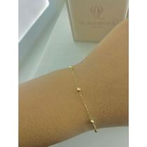 Pulseira Feminina de Bolinhas Ouro 18K 750 3mm Corrente Delicada 18cm Fecho Bóia Pulseira Feminina de Bolinhas Ouro 18K 750 3mm Corrente Delicada 18cm Fecho Bóia