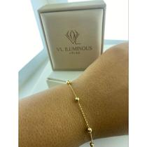 Pulseira Feminina de Bolinhas Ouro 18K 750 4mm Corrente Delicada 18cm Fecho Bóia Pulseira Feminina de Bolinhas Ouro 18K 750 4mm Corrente Delicada 18cm Fecho Bóia