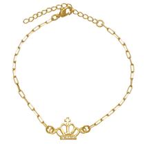 Pulseira Feminina de Coroa com Zircônias Folheada em Ouro 18K Softjoias