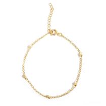 Pulseira Feminina de Corrente Gourmet com 5 Bolinhas Pequenas - Banhada a Ouro 18k