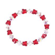 Pulseira Feminina De Cristal Borboleta Com Miçangas Elásticas E Cordão Esticável Nova Coleção