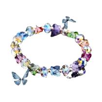 Pulseira Feminina De Cristal Borboleta Com Miçangas Elásticas E Cordão Esticável Nova Coleção