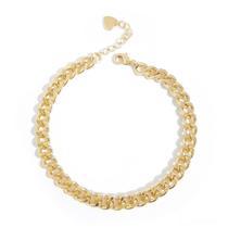 Pulseira Feminina de Elos Groumett Curta Lixada Banhada a Ouro 18k Pulseira Feminina de Elos Groumett Curta Lixada Banhada a Ouro 18k