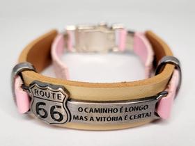Pulseira Feminina De Material Sintético Rota 66 Placa De Aço Pulseira Feminina De Material Sintético Rota 66 Placa De Aço