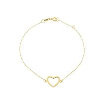 Pulseira Feminina De Ouro 18k Cadeado Coração 18cm