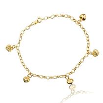 Pulseira Feminina de Ouro 18k Com Pingentes Coração Mini