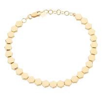 Pulseira Feminina de Ouro 18k Hexagonal Hexágonos 16cm