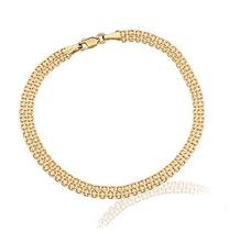 Pulseira Feminina de Ouro 18k Maciço Esteira Bismarck Diamantada 5mm