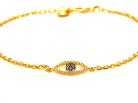 Pulseira Feminina De Ouro 18k Olho Grego Zircônias