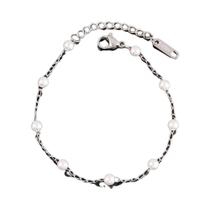 Pulseira Feminina De Pérola Branca 316L De Aço Inoxidável Com Contas Simples Corrente Joia Presente