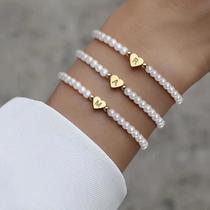 Pulseira Feminina De Pérolas Falsas Com Iniciais, 26 Letras A-Z, Joia De Moda, Presente, Bracelete Pulseira Feminina De Pérolas Falsas Com Iniciais, 26 Letras A-Z, Joia De Moda, Presente, Bracelete