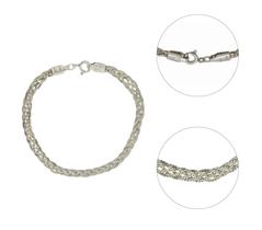 Pulseira Feminina De Prata 925 Elo Palmeiras Trançada