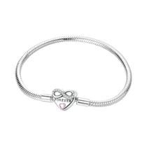 Pulseira Feminina De Prata Esterlina 925 17-20CM Com Pingentes De Coração, Flores E Borboletas