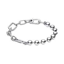 Pulseira Feminina De Prata Esterlina 925 Com Berloques E Contas Redondas Joias De Luxo E Adornos Pulseira Feminina De Prata Esterlina 925 Com Berloques E Contas Redondas Joias De Luxo E Adornos