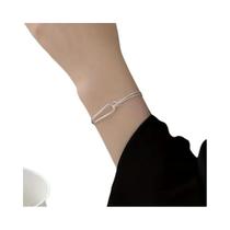 Pulseira Feminina De Prata Esterlina 925 Com Contas Geométricas, Joia De Mão Simples E Elegante Para