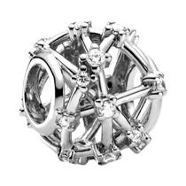 Pulseira Feminina De Prata Esterlina 925 Com Pingentes Redondos De Floco De Neve, Paraquedas,