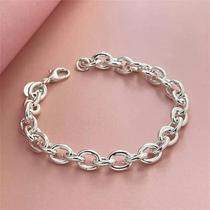 Pulseira Feminina De Prata Esterlina 925, Presente De Casamento E Festa, Corrente Básica Com Charme