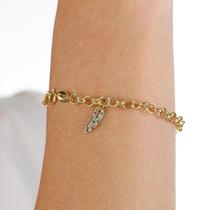 Pulseira Feminina Dourada Banhado a Ouro 18k Pingente Adulto