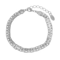 Pulseira feminina duas voltas elos folheada em ródio branco vic Pulseira feminina duas voltas elos folheada em ródio branco vic