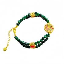 Pulseira feminina elegante de jade de dupla camada em estilo chinês Pulseira feminina elegante de jade de dupla camada em estilo chinês