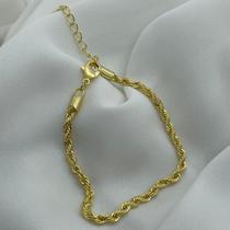 Pulseira feminina elegante moderna banhada ouro 18k cordão baiano 3mm cordão corrente braço 16cm