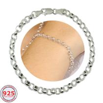 Pulseira Feminina Elo Portugues Grossa 5mm Prata Legitima 925