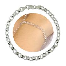 Pulseira Feminina Elo Portugues Grossa 5mm Prata Legitima 925