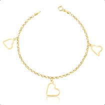 Pulseira Feminina Elo Português Ouro 18k Berloques Pulseira Feminina Elo Português Ouro 18k Berloques